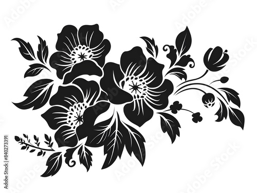 black and white floral ornament