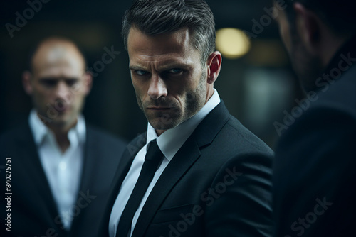 Portrait photo of elegant nice confident serious man strict boss made with generative AI