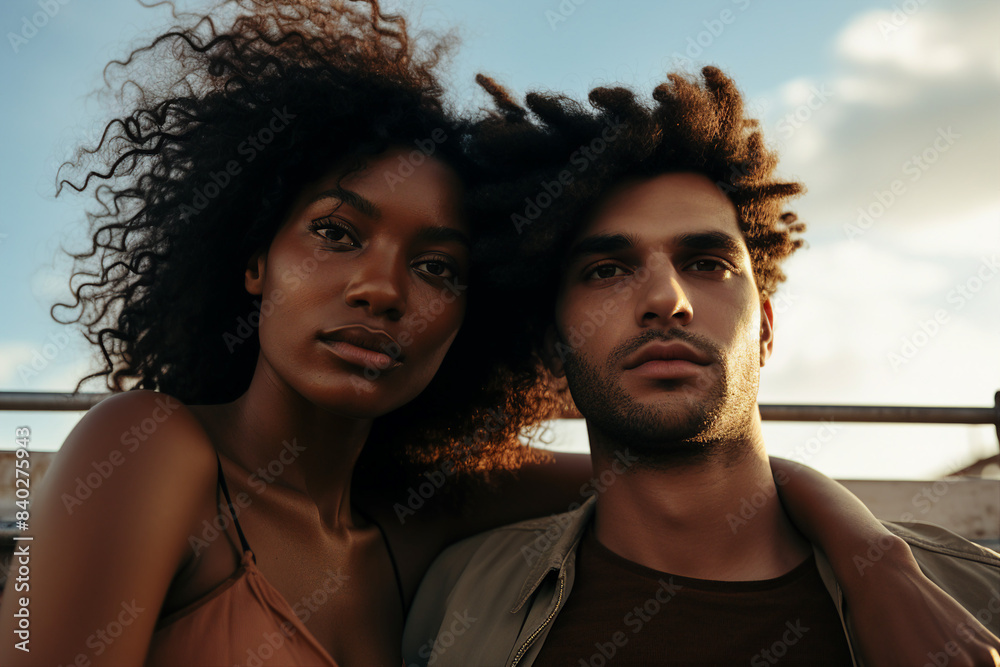 © Tetiana - AI generated image photo of happy young couple enjoying summer vacation together