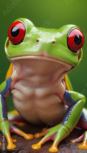View of brightly colored frog in nature