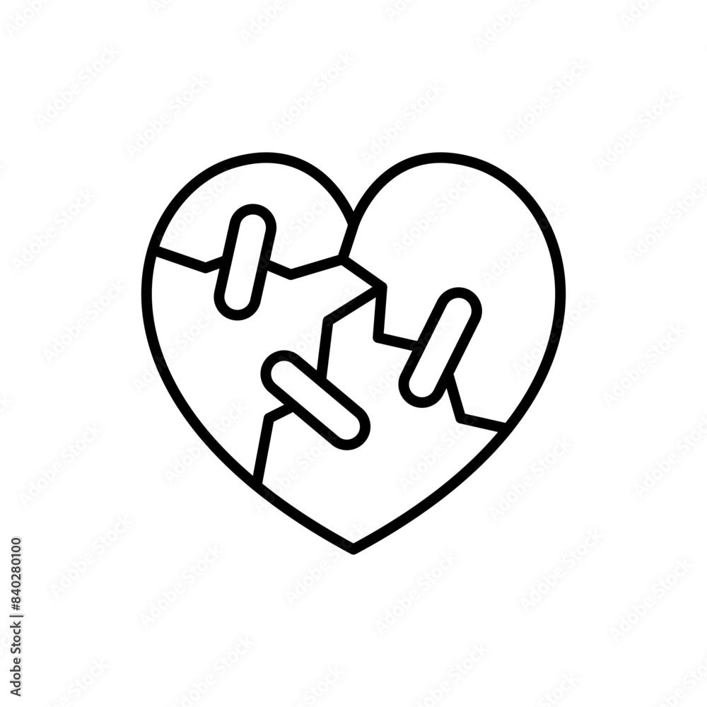 Broken heart outline icons, minimalist vector illustration ,simple transparent graphic element .Isolated on white background Broken heart outline icons, minimalist vector illustration ,simple transparent graphic element .Isolated on white background