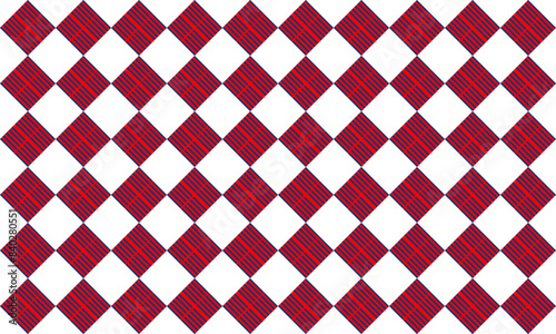 seamless geometric pattern with triangles, red strip diamond checkerboard repeat pattern, replete image, design for fabric printing
