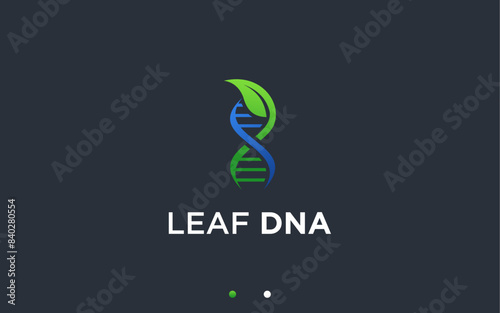 dna leaf logo design vector silhouette illustration