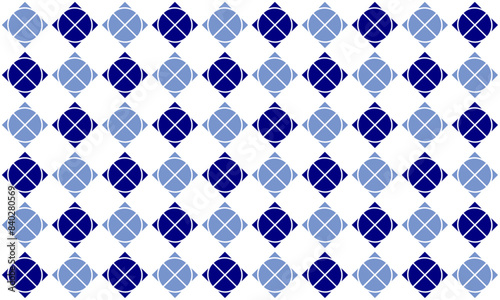 two tone blue diamond checkerboard repeat pattern, replete image, design for fabric printing, cross circle border line
