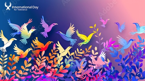 colorful birds flying international day for tolerance
