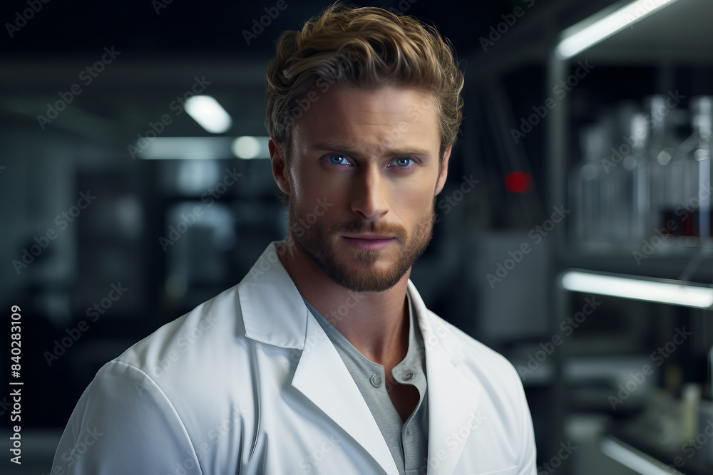 Doctor scientist working in modern hi-tech laboratory with innovation research, Generative AI illustration Doctor scientist working in modern hi-tech laboratory with innovation research, Generative AI illustration