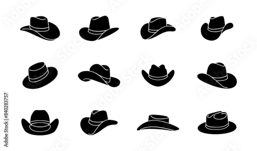 black Cowboy hat logo icon design vector illustration