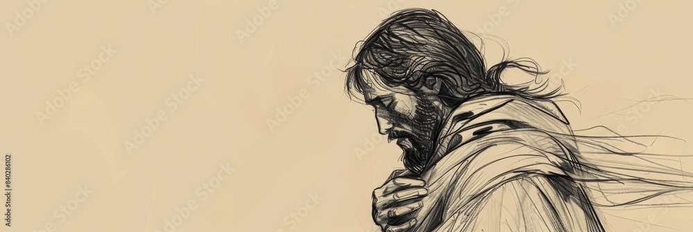 Fototapeta premium Biblical Illustration of Jesus' Teaching on Loving Enemies, Ideal for Banner,Christian banner