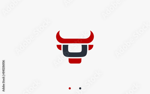 letter u with cow logo design vector silhouette illustration