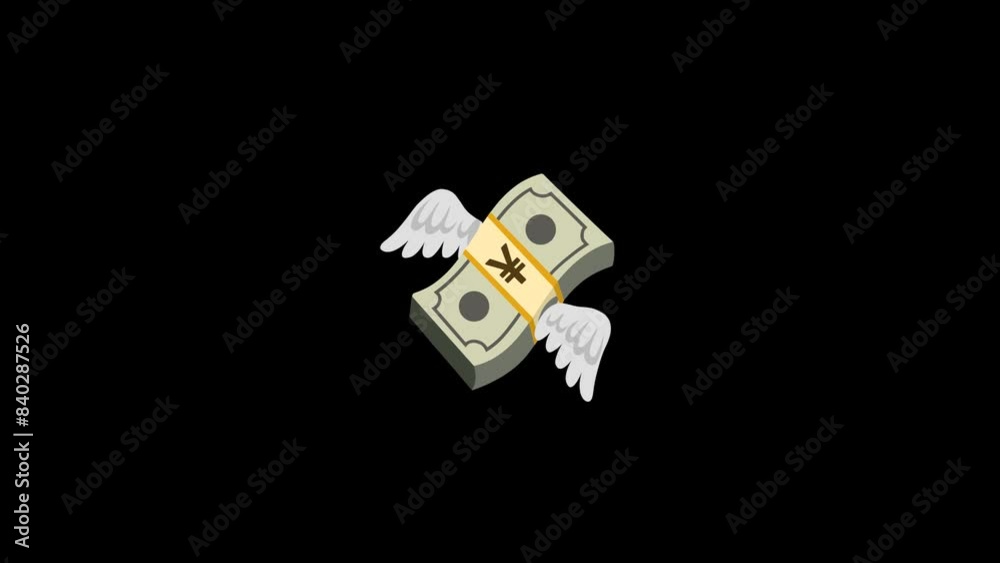 Flying money emoji Yen with the wings Animation Flying money emoji Yen with the wings Animation