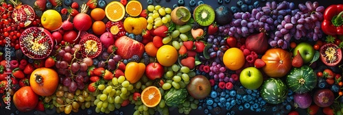 Rainbow of Colorful Fruits and Vegetables for Health-Conscious Kirby Lovers - Cinematic Background with Vibrant Fresh Produce Display