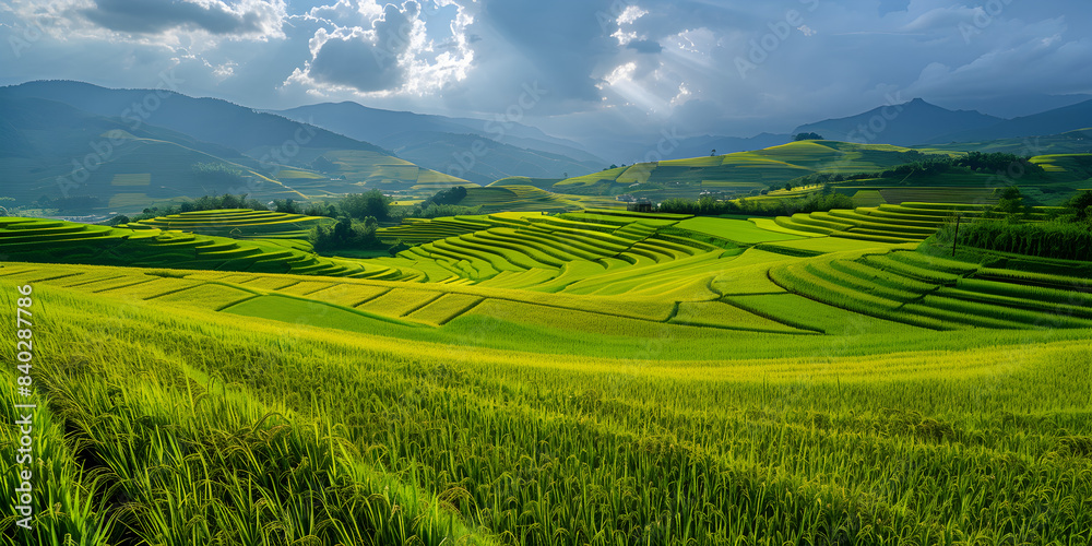 Fototapeta premium Typical paddy fields in MaeJam Village