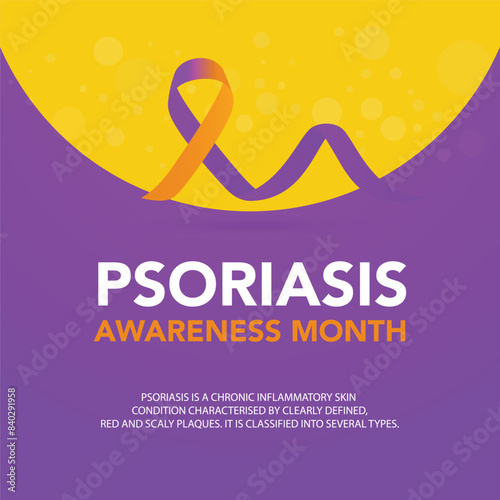 Psoriasis awareness month is observed every year in August, it is a skin condition that causes red, flaky, crusty patches of skin covered with silvery scales. Vector illustration