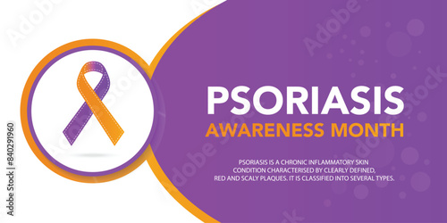 Psoriasis awareness month is observed every year in August, it is a skin condition that causes red, flaky, crusty patches of skin covered with silvery scales. Vector illustration