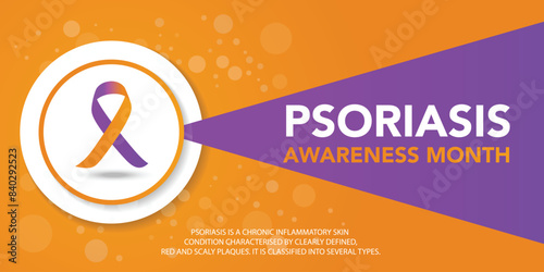 Psoriasis awareness month is observed every year in August, it is a skin condition that causes red, flaky, crusty patches of skin covered with silvery scales. Vector illustration
