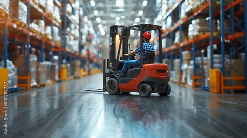 Employee driving a forklift...