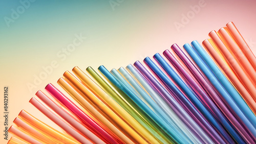 Colorful Array of Glass Tubes Vibrant and Transparent Cylinders Arranged in a Harmonious Pattern, Showcasing Bright Hues and Clear Material on a Smooth Surface Wallpaper Digital Art Poster Brainstorm