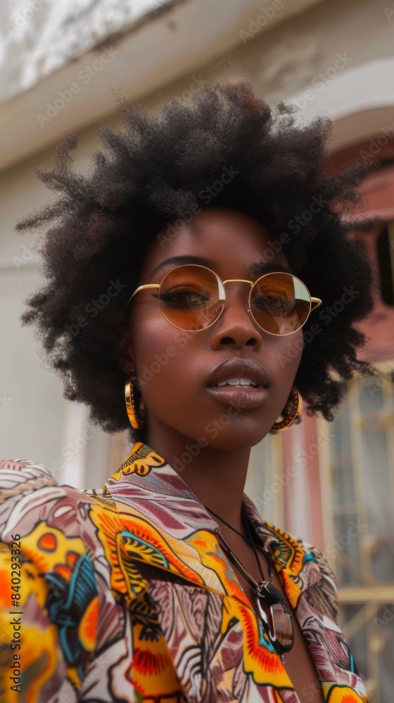 Generative AI image of a stylish black african woman influencer taking a selfie Generative AI image of a stylish black african woman influencer taking a selfie