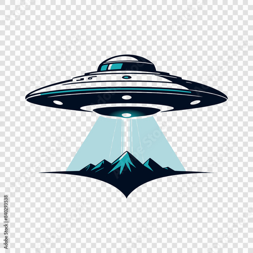 Futuristic UFO with Beam of Light Illustration