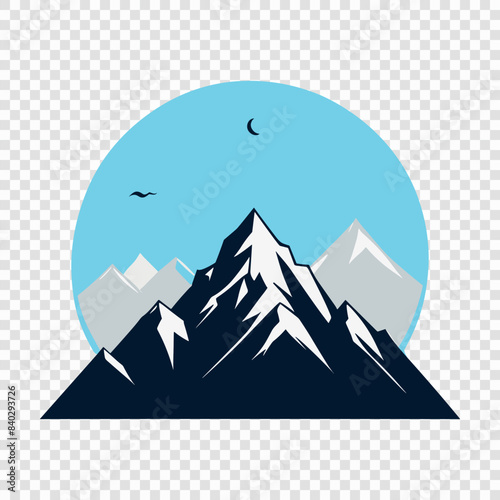 Stylized Mountain Peak with Sun Illustration
