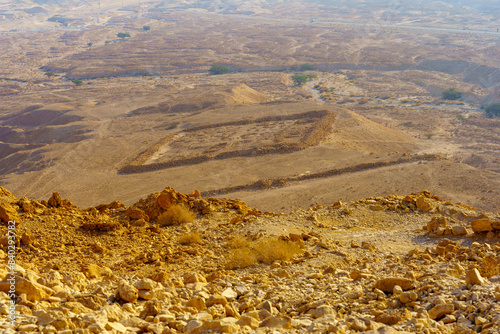 Obraz na płótnie Roman siege camp, on the foothill of Masada Fortress w salonie