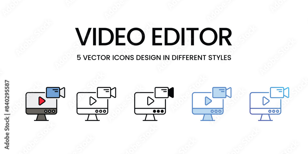 Video Editor icons vector set stock illustration. Video Editor icons vector set stock illustration.