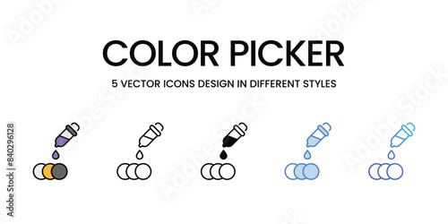 Color Picker icons vector set stock illustration.