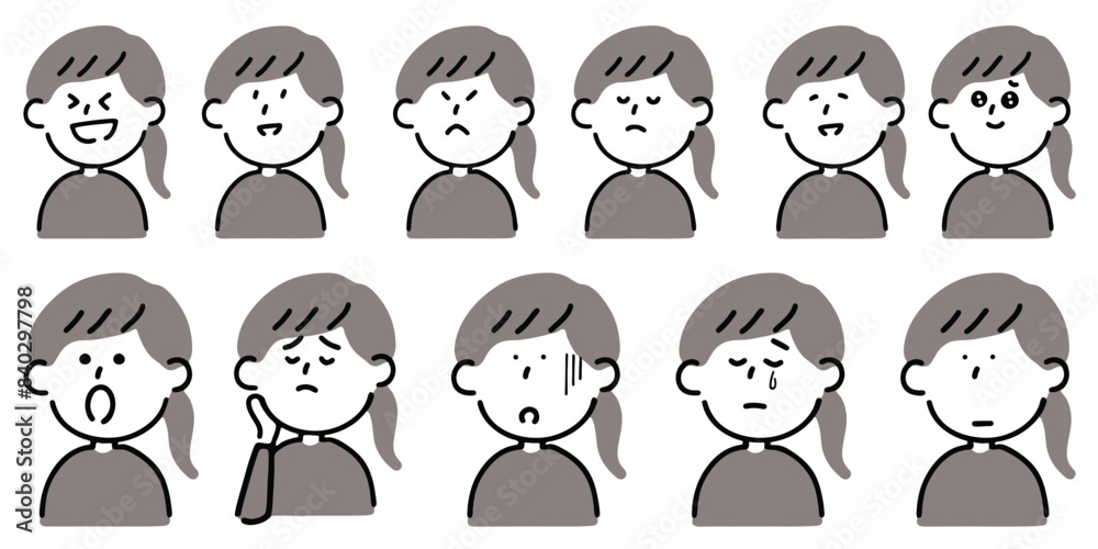 Illustration of Girl in Various Emotions Smile, Angry ,Surprised, Shocked etc Illustration of Girl in Various Emotions Smile, Angry ,Surprised, Shocked etc