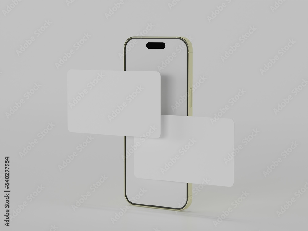 Smart phone with business card 3d rendered Smart phone with business card 3d rendered