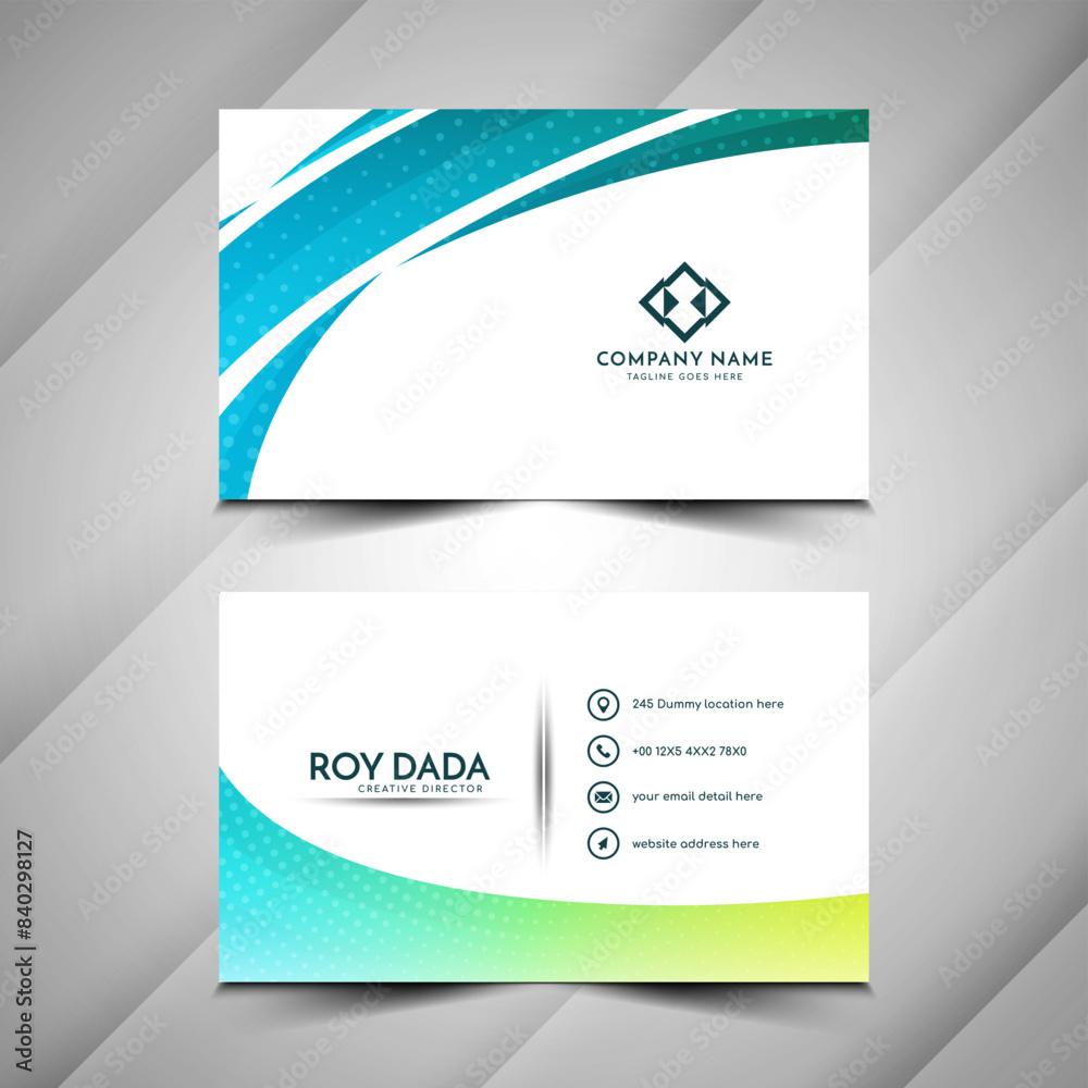 Fototapeta premium Elegant colorful wave style business card design template