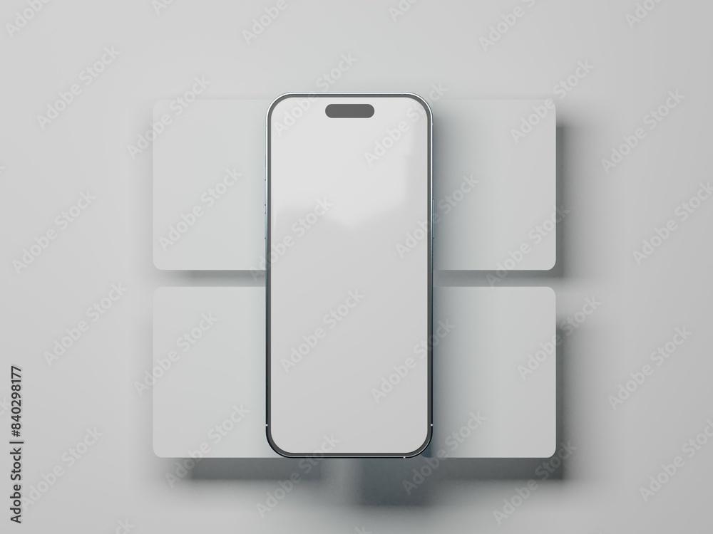 Smart phone with multiple floating screen with white background Smart phone with multiple floating screen with white background
