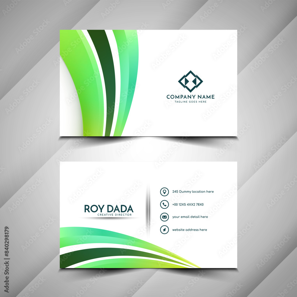 Fototapeta premium Colorful wave style elegant business card design template