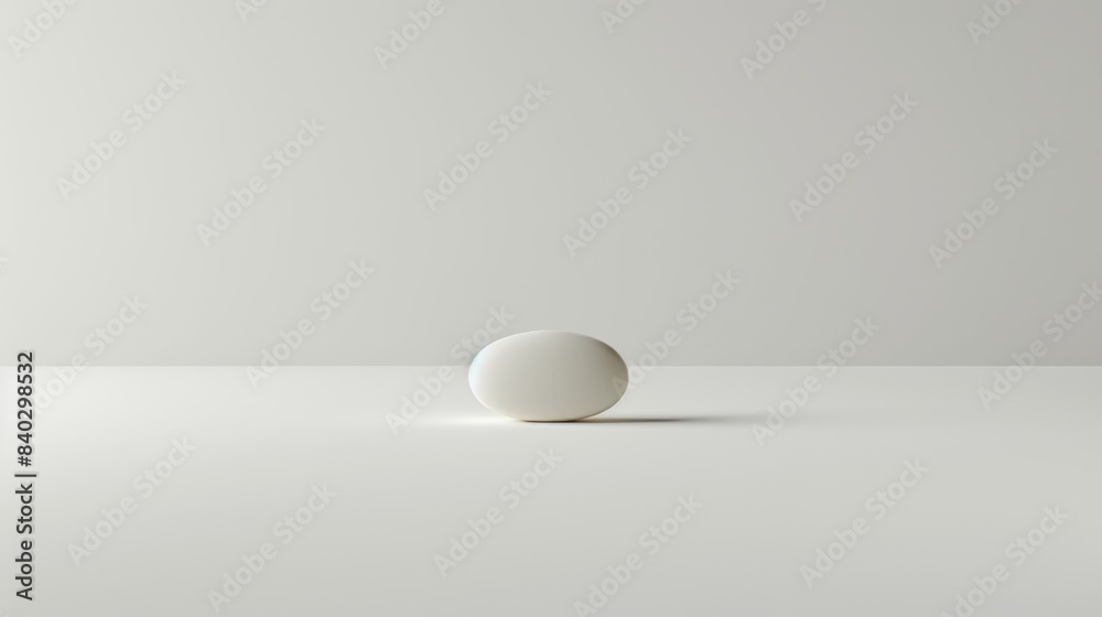 Pure White Pill Minimalist Medical Concept on Clean Background Pure White Pill Minimalist Medical Concept on Clean Background