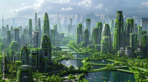 green city concept, an eco-friendly, technologically advanced modern city