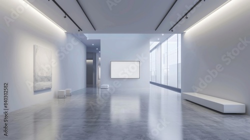 Contemporary Art Gallery Minimalist Space with Business Cards White Walls and Soft Lighting