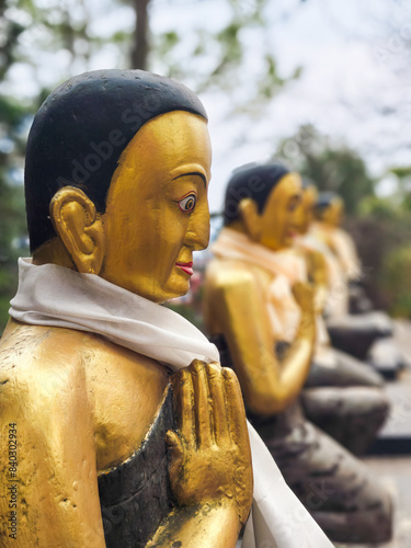 Statue of Buddha and his disciples in the Thrangu Tashi Yangtse Monastery aka Namo Buddha photo