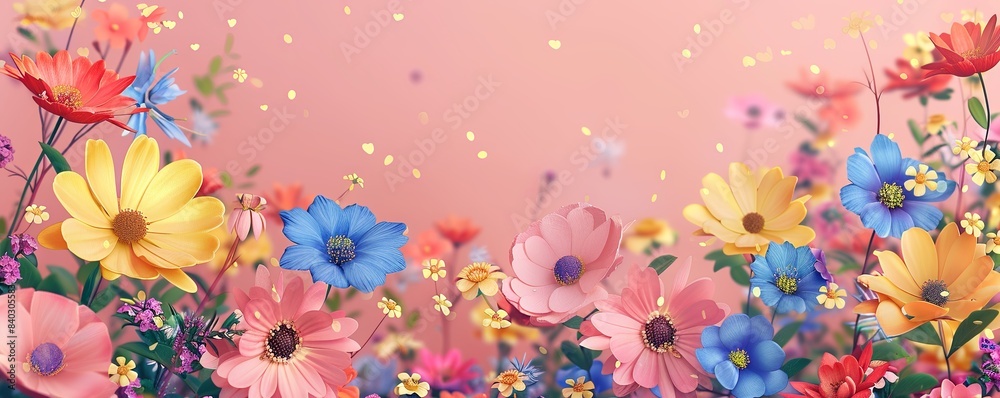AI Generated Image Illustration of Mothers Day banner with copy space and flowers AI Generated Image Illustration of Mothers Day banner with copy space and flowers