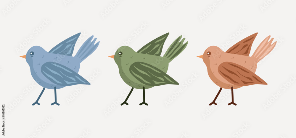 Obraz premium Vector set of adorable colorful birdie
