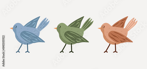 Vector set of adorable colorful birdie