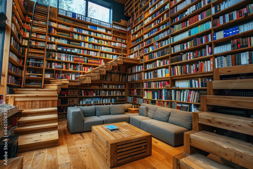 Bookcases in a home library