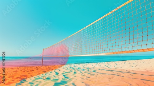 Beach Volleyball Net Under a Vivid Summer Sky
