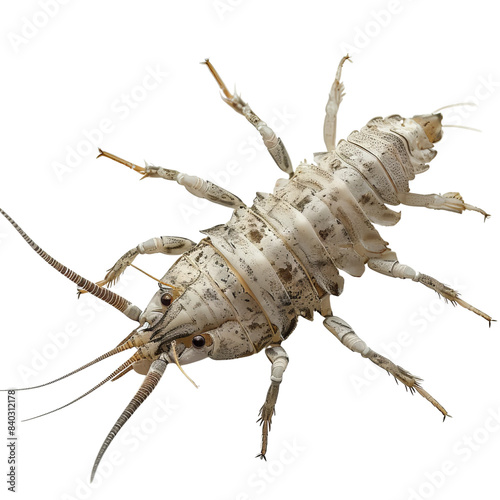 A close-up of a white crayfish with its legs spread out. The crayfish is isolated on transparent background. photo