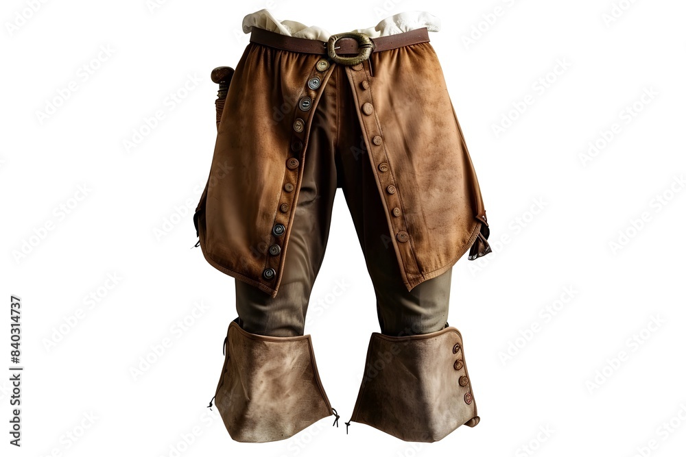A Pair of Pirate Breeches with Knee High Length Isolated on White Background A Pair of Pirate Breeches with Knee High Length Isolated on White Background