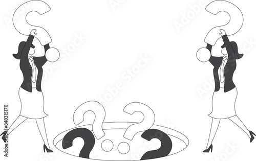 Businesswoman Question mark, Whac-A-Mole with question mark