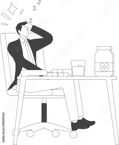 Businessman sleeping in a sleeping pill