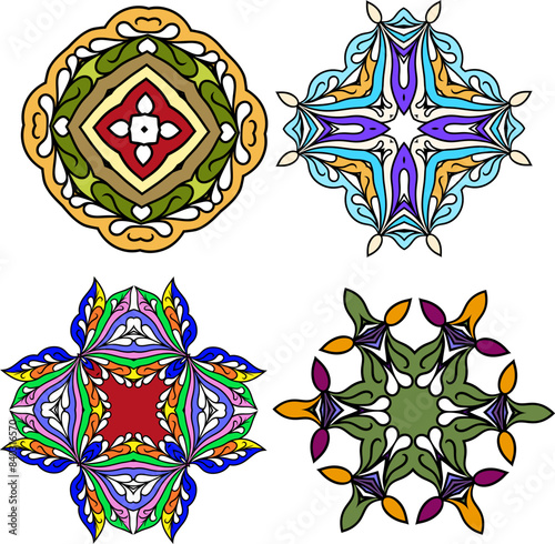 Vector vintage style  colorful ornament collection