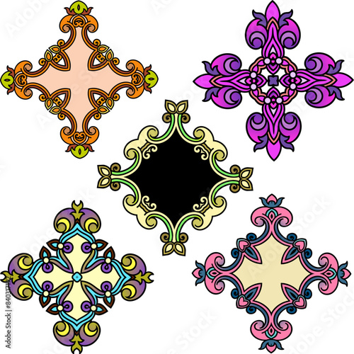 Vector vintage style  colorful ornament collection