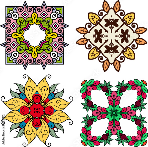 Vector vintage style  colorful ornament collection