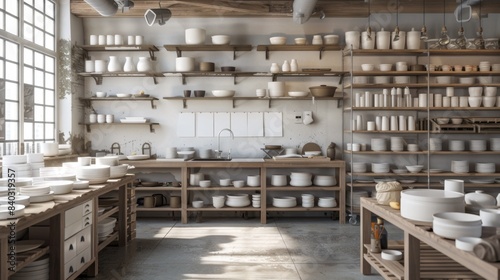 Artistic Haven Pottery Studio with Business Cards Wheels Kilns and Glazed Ceramics Creative Workspace for Ceramicists and Artists © ASoullife