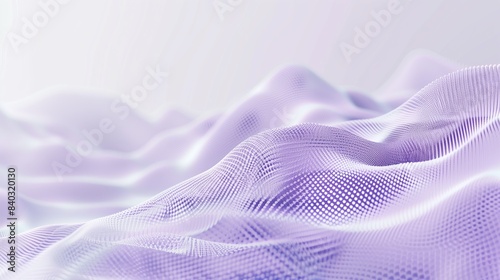 Abstract digital wave background with dots and lines in purple colors.